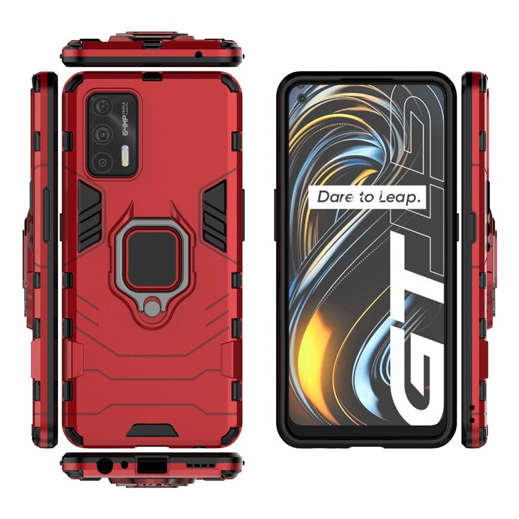 Cool Guard PC + TPU Combo Hybrid Phone Cover Case with Kickstand for Realme GT 5G - Red