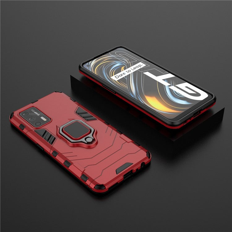 Cool Guard PC + TPU Combo Hybrid Phone Cover Case with Kickstand for Realme GT 5G - Red