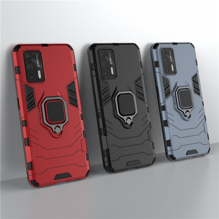 Cool Guard PC + TPU Combo Hybrid Phone Cover Case with Kickstand for Realme GT 5G - Red