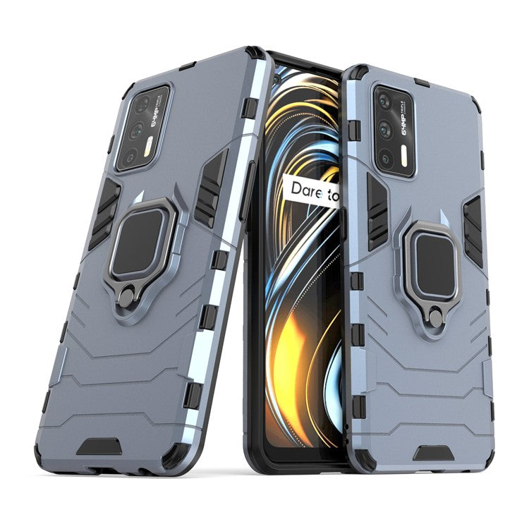 Cool Guard PC + TPU Combo Hybrid Phone Cover Case with Kickstand for Realme GT 5G - Blue