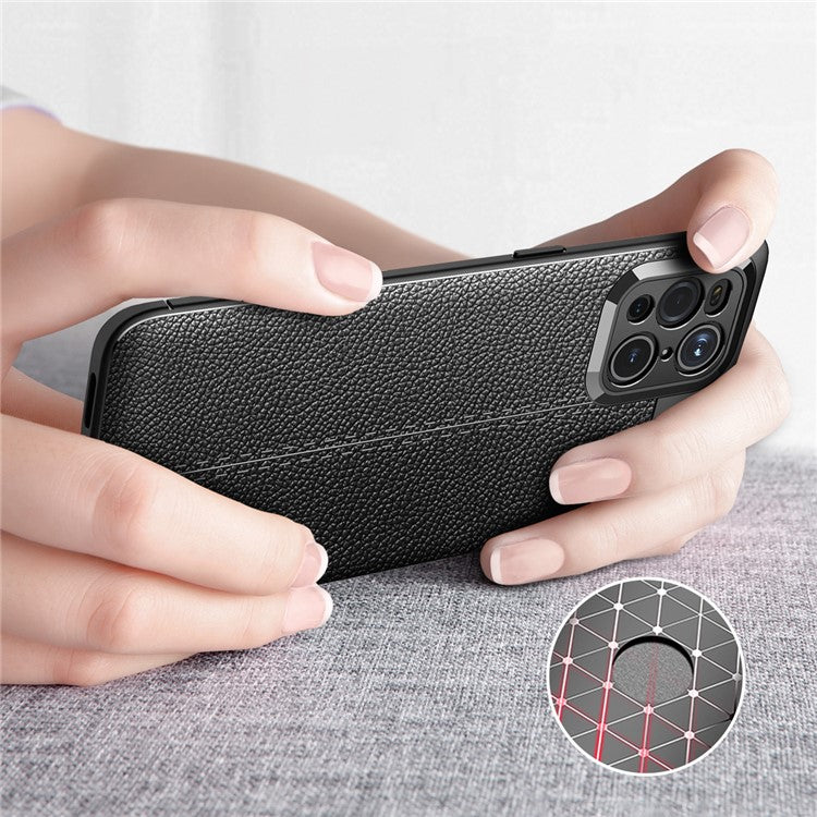 Litchi Texture Soft TPU Phone Case Protective Cover for Oppo Find X3 / X3 Pro - Black
