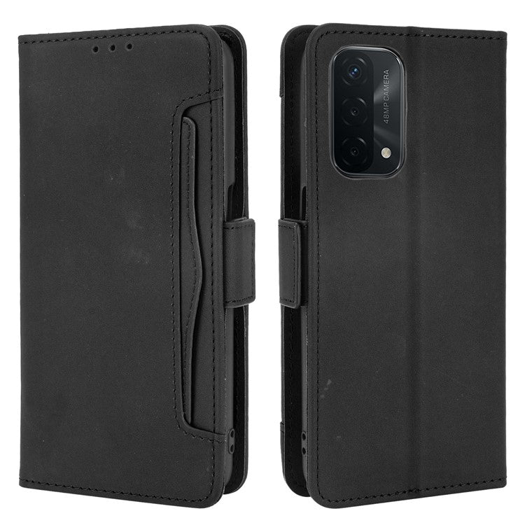 Leather Wallet Protective Case with Multiple Card Slots for Oppo A93 5G / A74 5G / A54 5G - Black