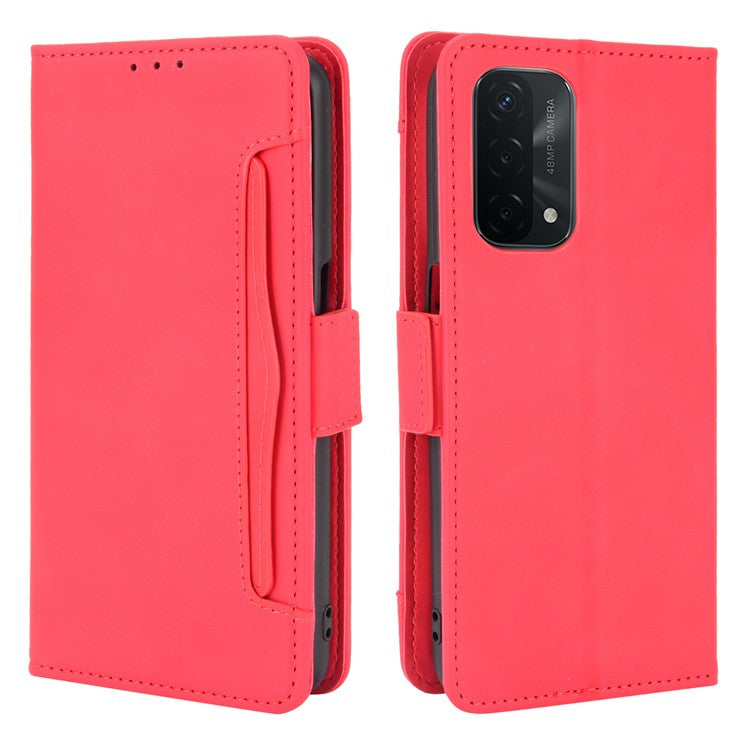 Leather Wallet Protective Case with Multiple Card Slots for Oppo A93 5G / A74 5G / A54 5G - Red
