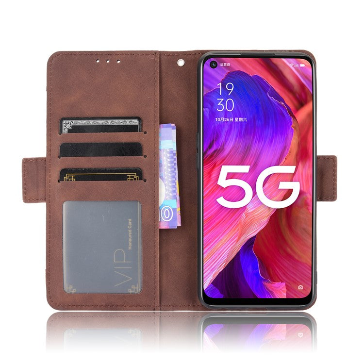 Leather Wallet Protective Case with Multiple Card Slots for Oppo A93 5G / A74 5G / A54 5G - Brown