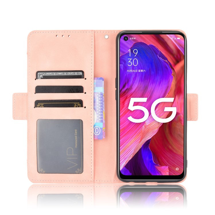 Leather Wallet Protective Case with Multiple Card Slots for Oppo A93 5G / A74 5G / A54 5G - Pink