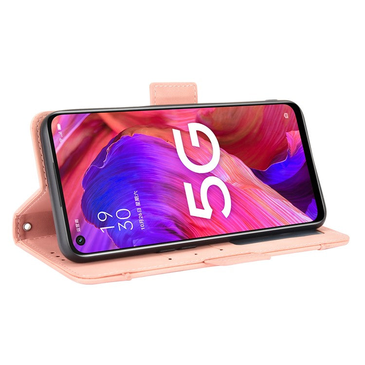Leather Wallet Protective Case with Multiple Card Slots for Oppo A93 5G / A74 5G / A54 5G - Pink