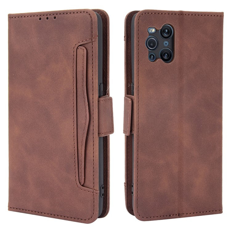 Leather Wallet Protective Case with Multiple Card Slots for Oppo Find X3 Pro / Oppo Find X3 - Brown