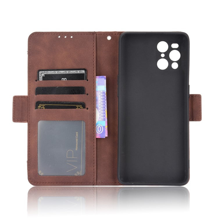 Leather Wallet Protective Case with Multiple Card Slots for Oppo Find X3 Pro / Oppo Find X3 - Brown