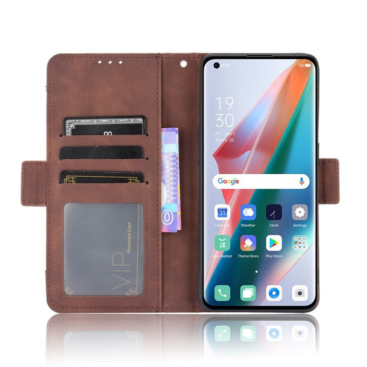 Leather Wallet Protective Case with Multiple Card Slots for Oppo Find X3 Pro / Oppo Find X3 - Brown