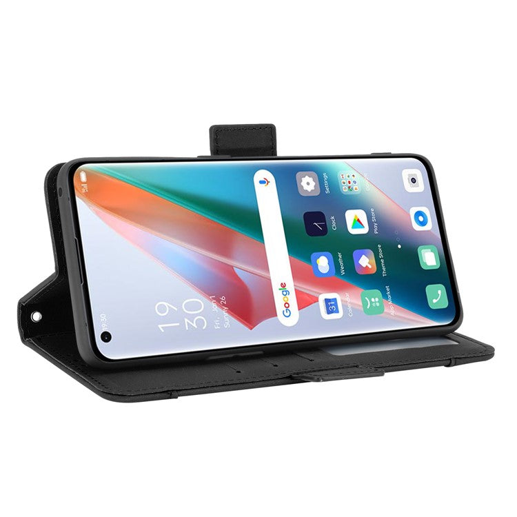 Leather Wallet Protective Case with Multiple Card Slots for Oppo Find X3 Pro / Oppo Find X3 - Black