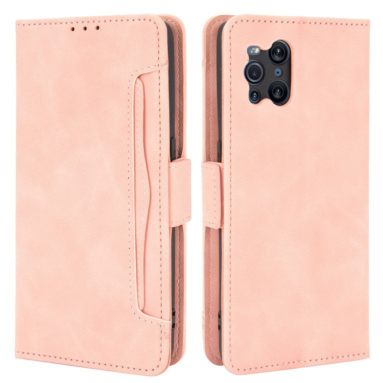 Leather Wallet Protective Case with Multiple Card Slots for Oppo Find X3 Pro / Oppo Find X3 - Pink