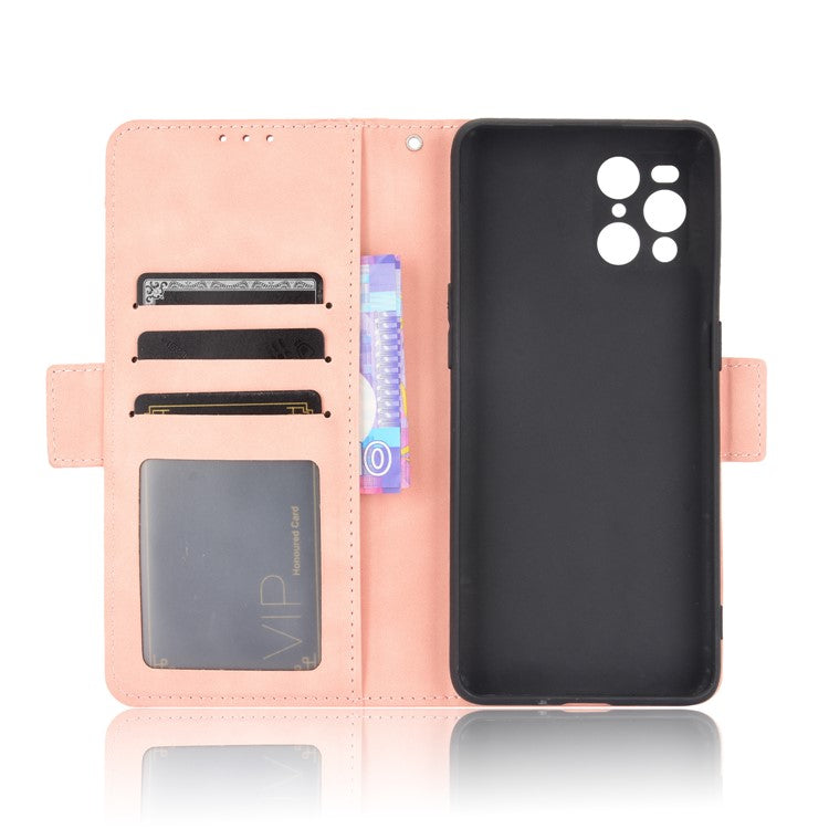 Leather Wallet Protective Case with Multiple Card Slots for Oppo Find X3 Pro / Oppo Find X3 - Pink