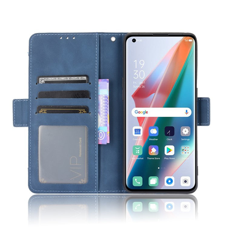 Leather Wallet Protective Case with Multiple Card Slots for Oppo Find X3 Pro / Oppo Find X3 - Blue