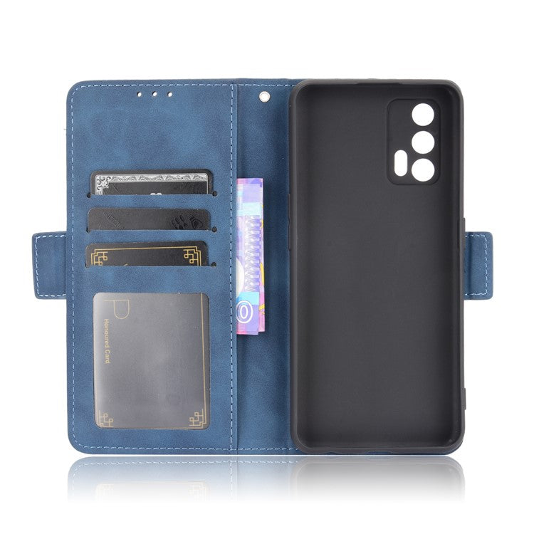Leather Wallet Protective Case with Multiple Card Slots for Oppo Realme GT 5G - Blue