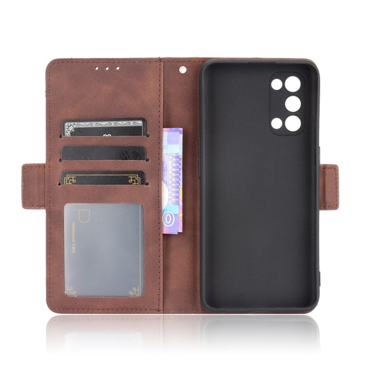 Leather Wallet Protective Case with Multiple Card Slots for Oppo Reno5 4G / Reno5 K / Reno5 5G / Find X3 Lite Stand Function Phone Cover - Brown