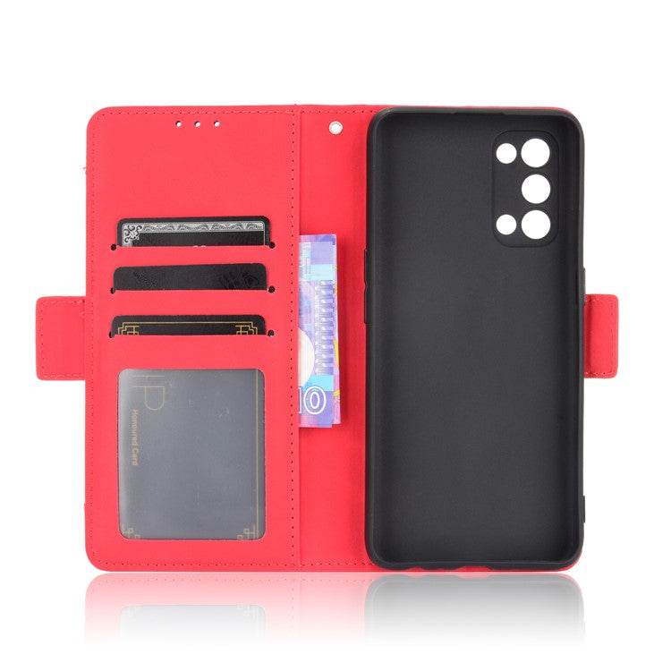 Leather Wallet Protective Case with Multiple Card Slots for Oppo Reno5 4G / Reno5 K / Reno5 5G / Find X3 Lite Stand Function Phone Cover - Red