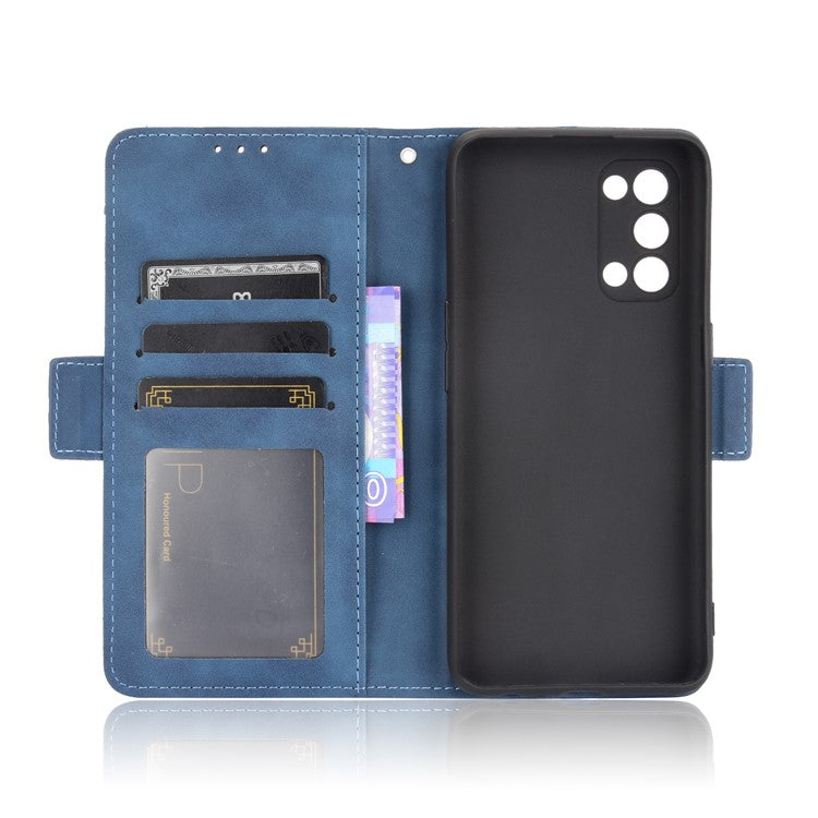 Leather Wallet Protective Case with Multiple Card Slots for Oppo Reno5 4G / Reno5 K / Reno5 5G / Find X3 Lite Stand Function Phone Cover - Blue