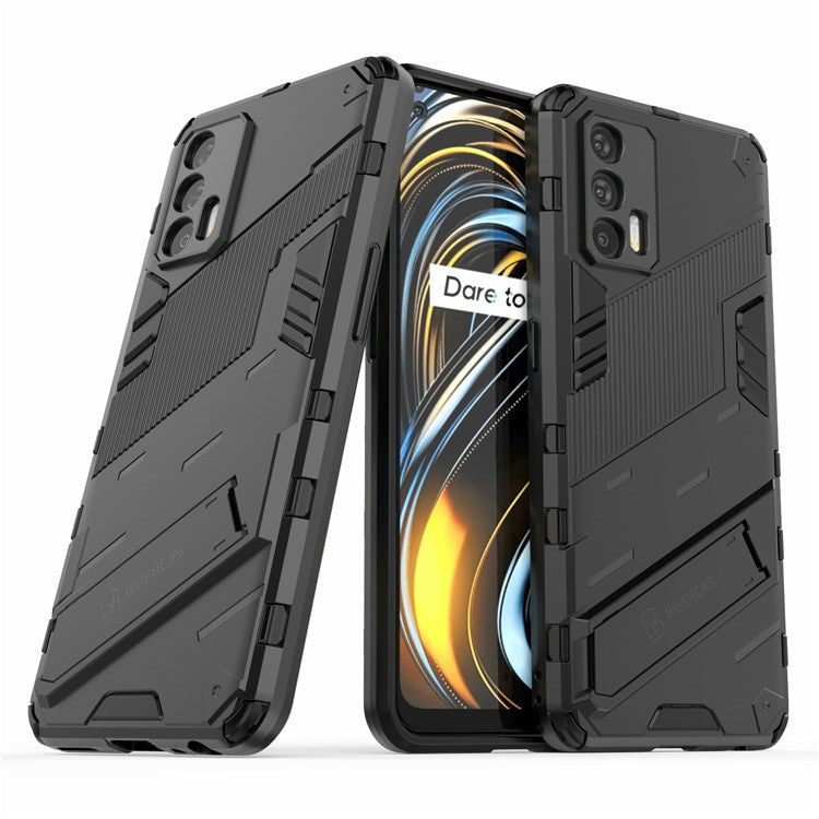 Shockproof PC + TPU Hybrid Phone Case Cover Kickstand for Oppo Realme GT 5G - Black