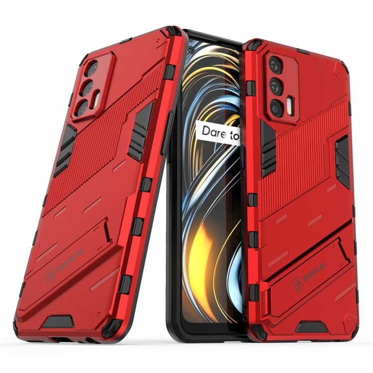 Shockproof PC + TPU Hybrid Phone Case Cover Kickstand for Oppo Realme GT 5G - Red
