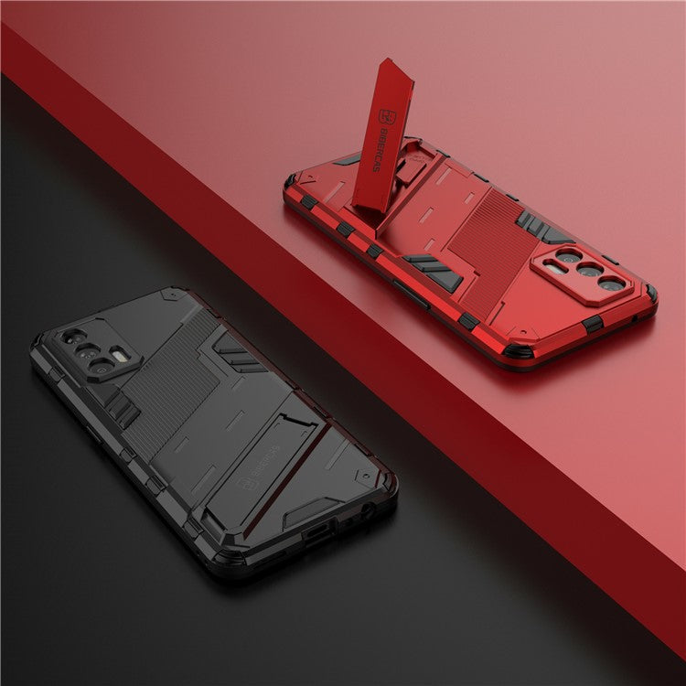 Shockproof PC + TPU Hybrid Phone Case Cover Kickstand for Oppo Realme GT 5G - Red