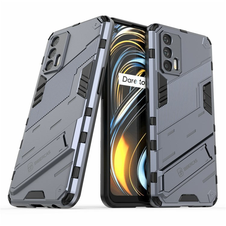Shockproof PC + TPU Hybrid Phone Case Cover Kickstand for Oppo Realme GT 5G - Purple / Blue