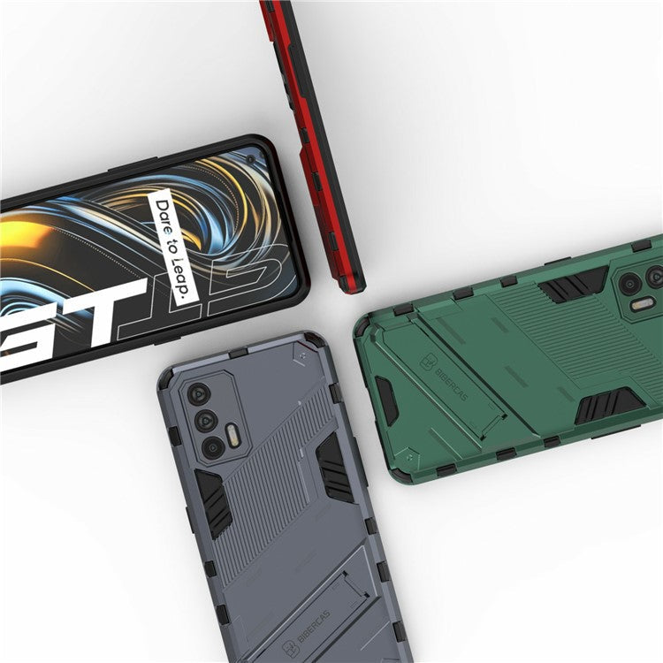 Shockproof PC + TPU Hybrid Phone Case Cover Kickstand for Oppo Realme GT 5G - Purple / Blue