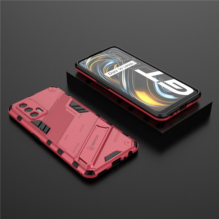Shockproof PC + TPU Hybrid Phone Case Cover Kickstand for Oppo Realme GT 5G - Rose