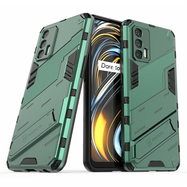 Shockproof PC + TPU Hybrid Phone Case Cover Kickstand for Oppo Realme GT 5G - Green