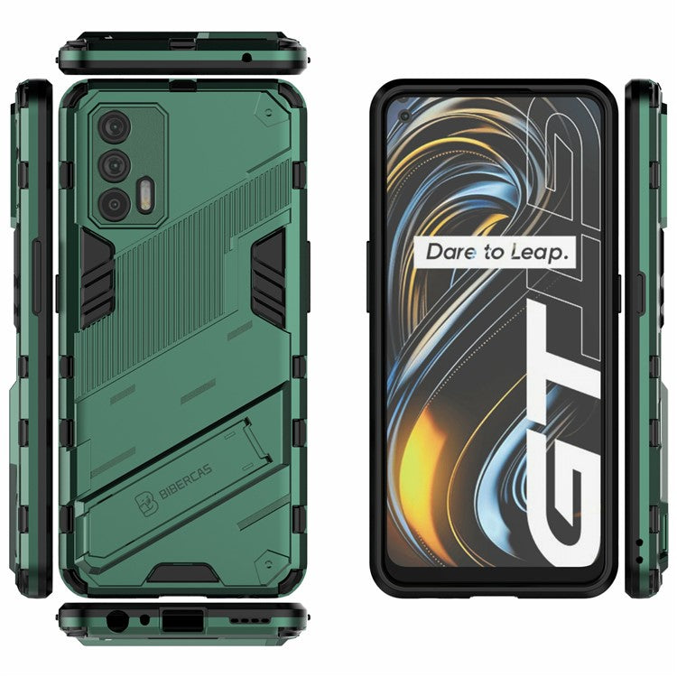Shockproof PC + TPU Hybrid Phone Case Cover Kickstand for Oppo Realme GT 5G - Green