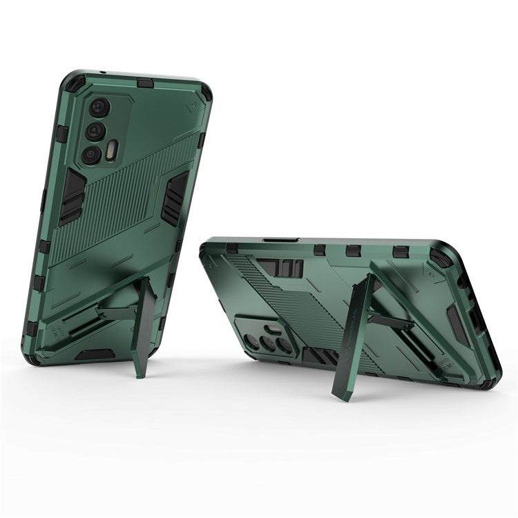 Shockproof PC + TPU Hybrid Phone Case Cover Kickstand for Oppo Realme GT 5G - Green