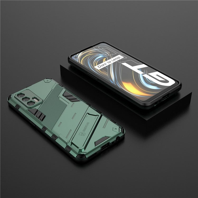 Shockproof PC + TPU Hybrid Phone Case Cover Kickstand for Oppo Realme GT 5G - Green