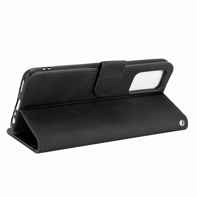 Silky Touch Leather Wallet Case Phone Shell for Realme GT - Black
