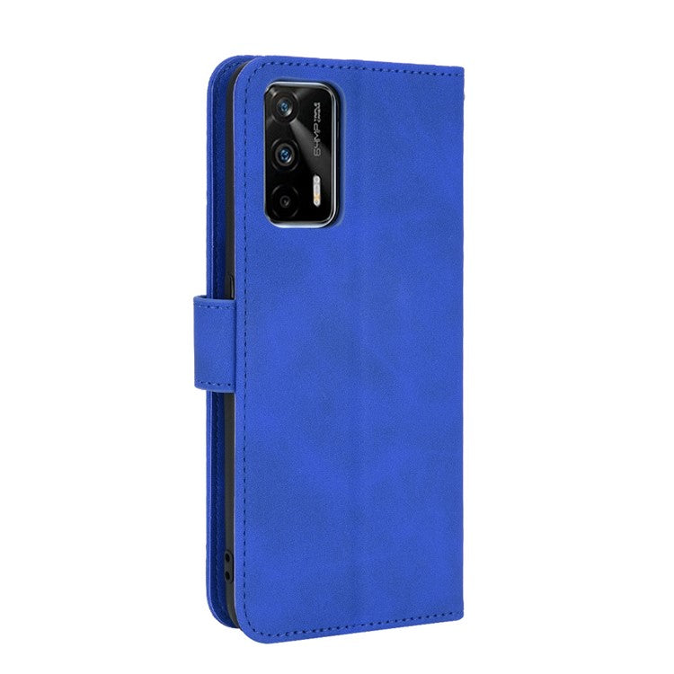 Silky Touch Leather Wallet Case Phone Shell for Realme GT - Blue