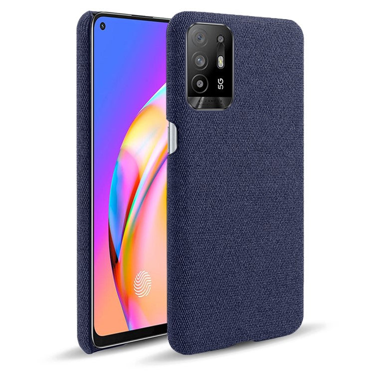KSQ Well-Protected Plain Cloth Texture Plastic Hard Cover Case for Oppo F19 Pro+ 5G/Reno5 Z/A94 5G - Blue