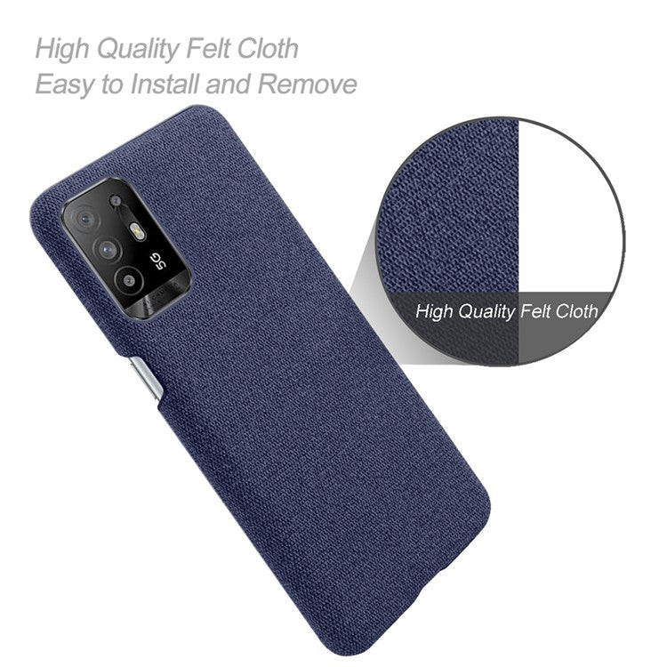 KSQ Well-Protected Plain Cloth Texture Plastic Hard Cover Case for Oppo F19 Pro+ 5G/Reno5 Z/A94 5G - Blue