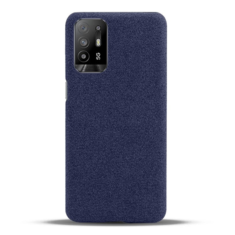 KSQ Well-Protected Plain Cloth Texture Plastic Hard Cover Case for Oppo F19 Pro+ 5G/Reno5 Z/A94 5G - Blue