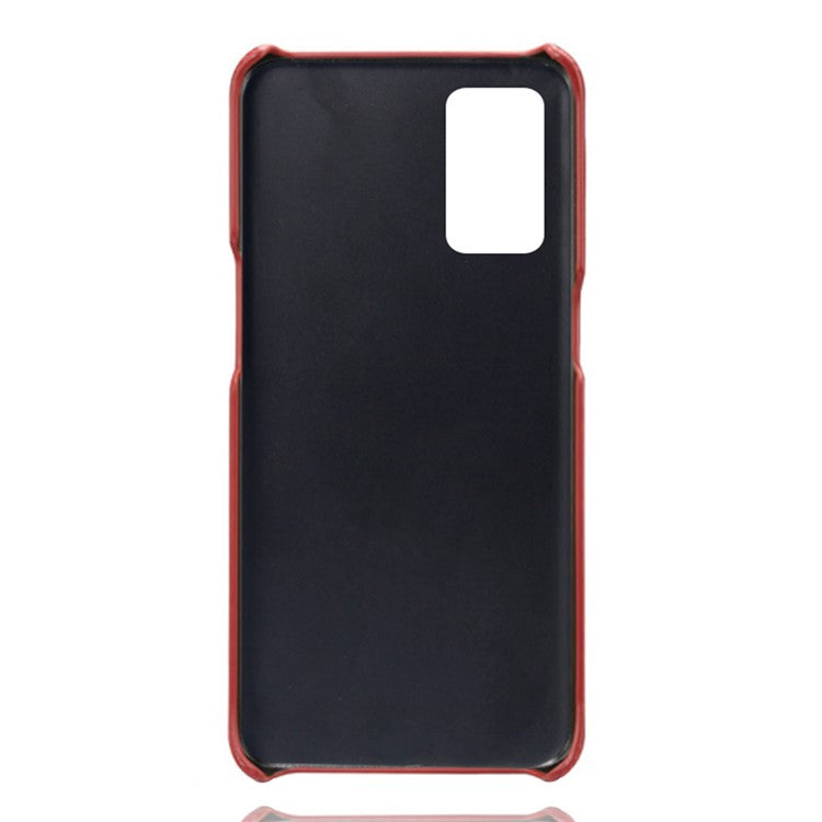 KSQ Double Card Slots PU Leather Coated PC Back Shell for Realme GT 5G - Red