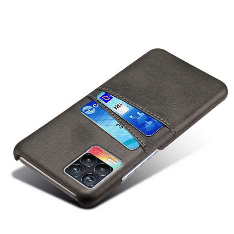 KSQ Double Card Slots PU Leather Coated PC Shell Cover Case for Realme 8 Pro/8 - Black