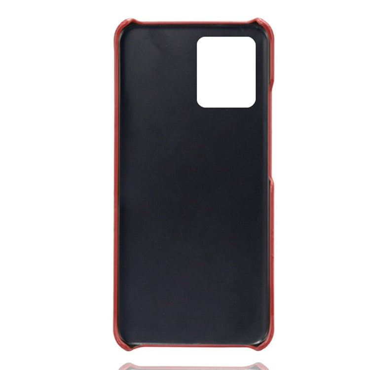 KSQ Double Card Slots PU Leather Coated PC Shell Cover Case for Realme 8 Pro/8 - Red