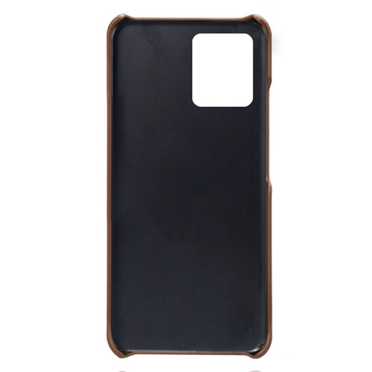 KSQ Double Card Slots PU Leather Coated PC Shell Cover Case for Realme 8 Pro/8 - Brown