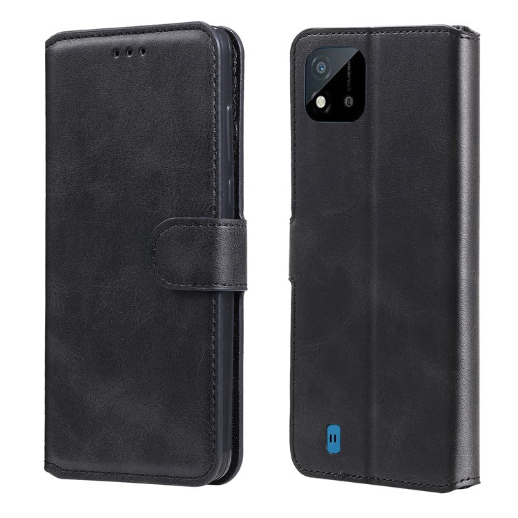 Wallet Stand Flip Leather Phone Case for Realme C20 - Black