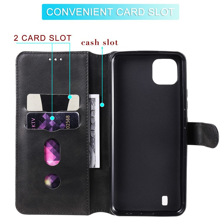 Wallet Stand Flip Leather Phone Case for Realme C20 - Black