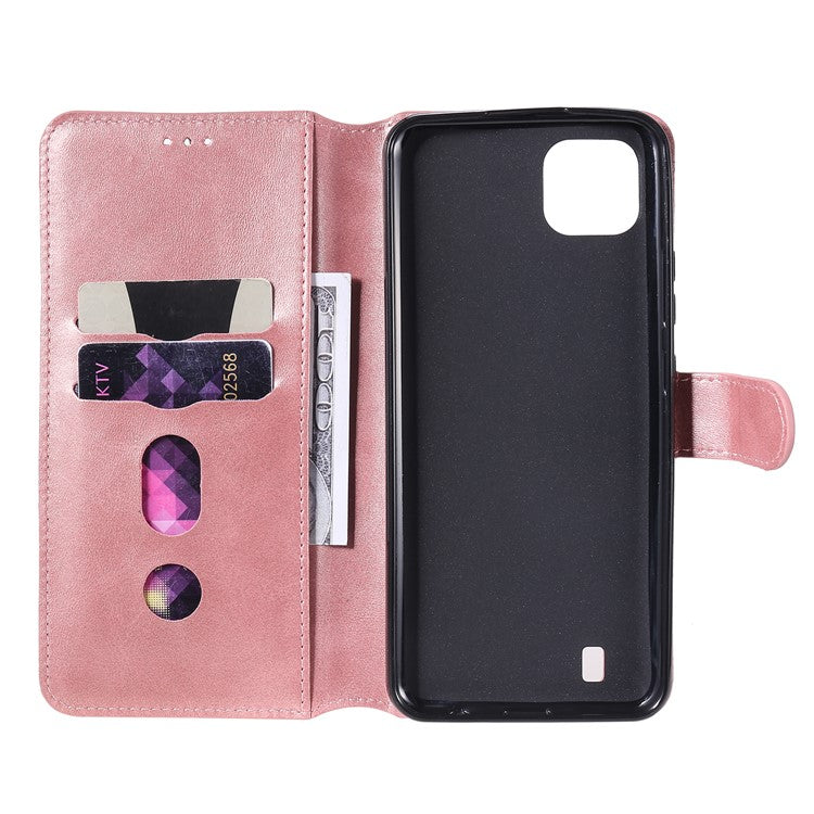 Wallet Stand Flip Leather Phone Case for Realme C20 - Rose Gold
