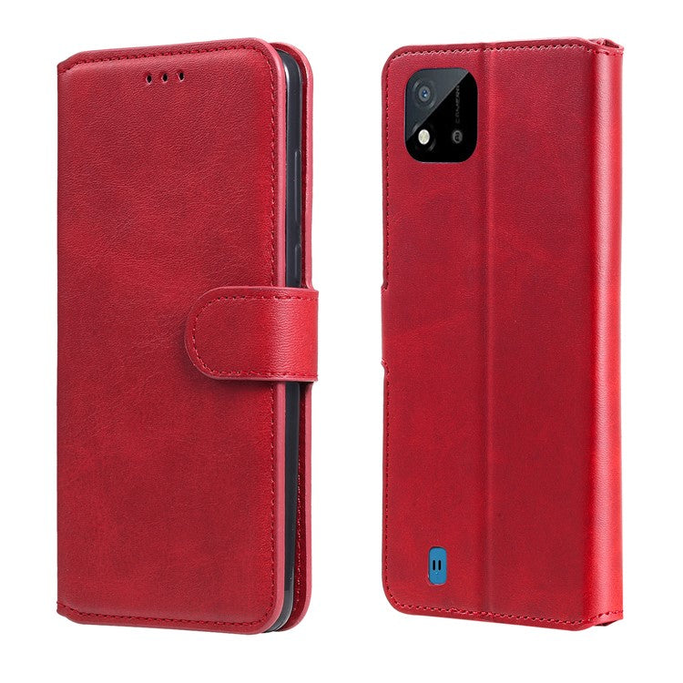 Wallet Stand Flip Leather Phone Case for Realme C20 - Red