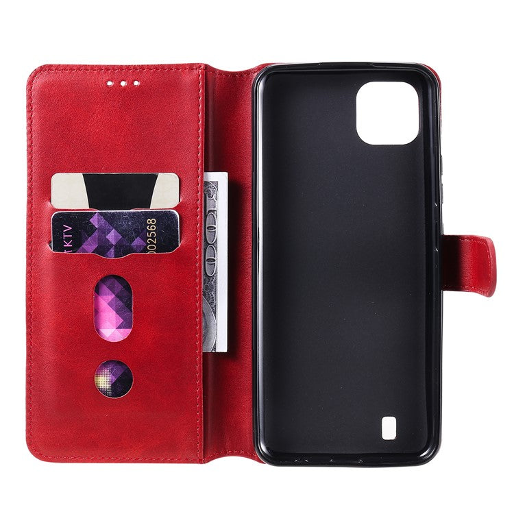 Wallet Stand Flip Leather Phone Case for Realme C20 - Red