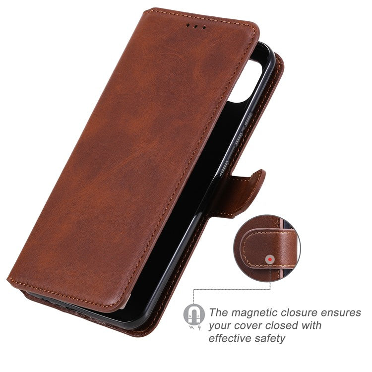 Wallet Stand Flip Leather Phone Case for Realme C20 - Brown
