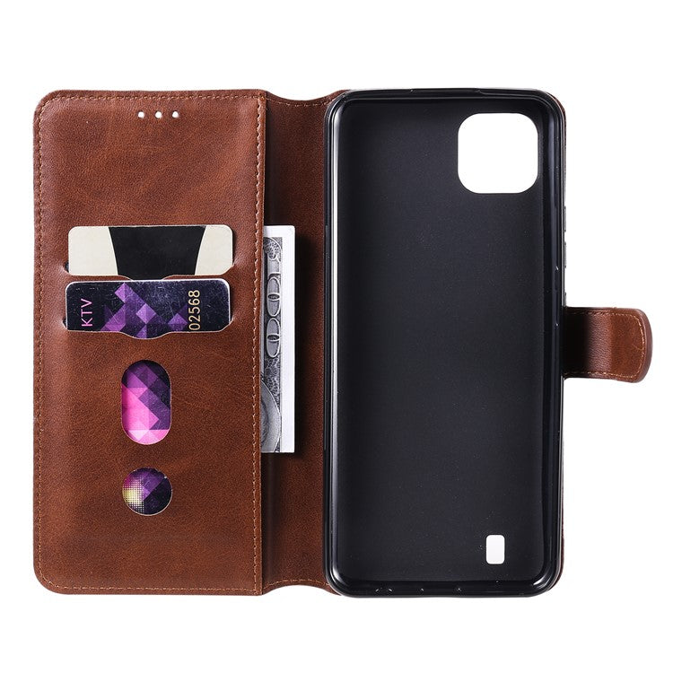 Wallet Stand Flip Leather Phone Case for Realme C20 - Brown