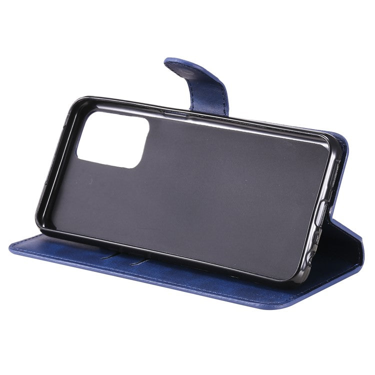 Wallet Stand Flip Leather Phone Case for Oppo A54 4G/A55 5G/Realme V11 5G - Blue
