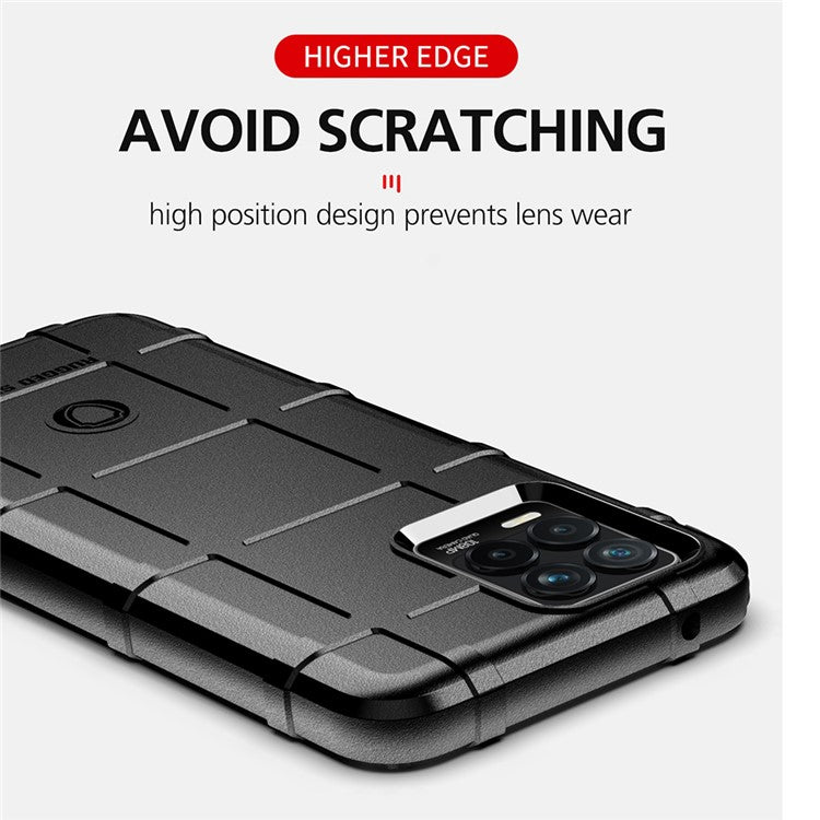 Shock-proof Rugged Square Grid Texture TPU Phone Cover Case for Realme 8 / 8 Pro - Green
