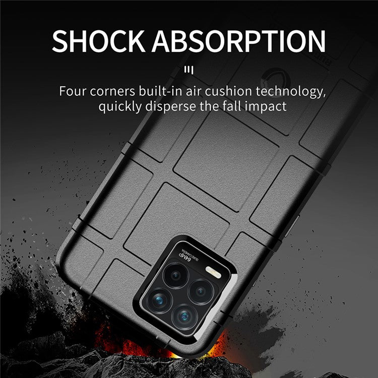 Shock-proof Rugged Square Grid Texture TPU Phone Cover Case for Realme 8 / 8 Pro - Green